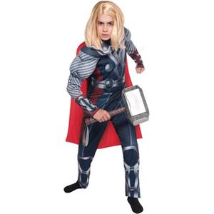 Super hero Marvel Thor verkleedkostuum + masker voor kinderen - maat L 130-140 cm - Carnaval, Halloween en verjaardag pak kids suit