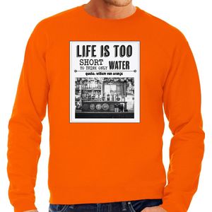 Bellatio Decorations Koningsdag sweater voor heren - vintage poster - oranje - oranje feestkleding XL