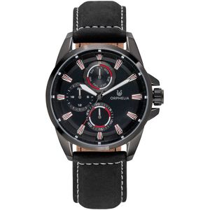 ORPHELIA OR71900 - Horloge - Leer - Zwart - 44 mm