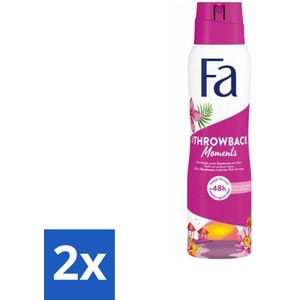 Fa - Deodorant Spray - Throwback Moments - Roze Lotus - 48 uur Bescherming - 150 ml - Voordeelverpakking - 2 stuks