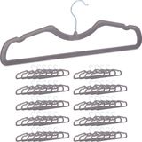 Relaxdays kledinghangers dun - kleerhangers fluweel - klerenhangers - 50 stuks - antislip - grijs