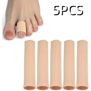 5-pack - Teen- en vingerbeschermers - Gemaakt van elastische stof - Met siliconen voering - Beschermende teenbeschermers verlichten teenpijn en verwijderen likdoorns en eeltplekken (2,0 * 10 cm)