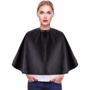 Zwarte make-up cape - Waterdichte korte bedekking - Voor klanten - Lichtgewicht verzorgingsbaard schort Korte make-up slab Styling shampoo cape