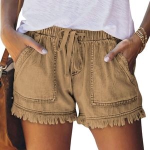 Zomershorts Dames - Casual Zomerjeans met Trekkoord en Effen Kleur