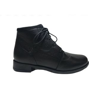 Manlisa veter/ rits effen hoge lederen comfort schoenen W132-256 zwart 39