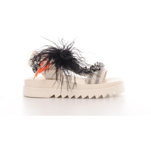 Nan-Ku sandalen Whatalife in witte canvas