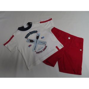 Ensemble - Jongens - Wit , rood , marine - Boot huis - 3 maand 62
