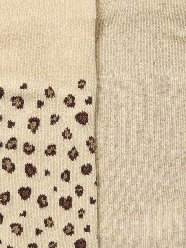 Vertbaudet - Set van 2 paar Panty's - Luipaardprint en Beige - Meisjes