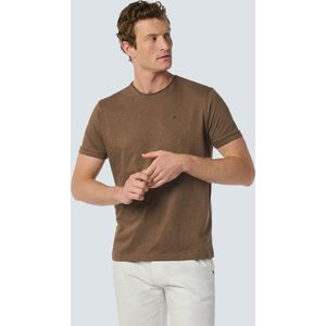 No Excess Mannen Ronde Hals T-Shirt Met Omslagmouwen En Logo-Print Bruin XL