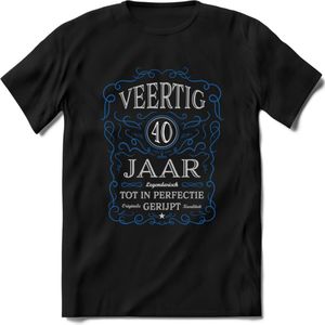 40 Jaar Legendarisch Gerijpt T-Shirt | Blauw - Grijs | Grappig Verjaardag en Feest Cadeau Shirt | Dames - Heren - Unisex | Tshirt Kleding Kado | - Zwart - S