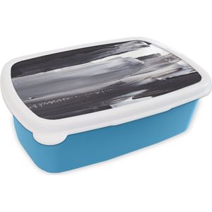 Broodtrommel Blauw - Lunchbox - Brooddoos - Verf - Zwart - Design - 18x12x6 cm - Kinderen - Jongen