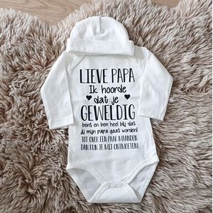 Baby cadeau papa worden geboorte meisje jongen set met tekst aanstaande zwangerkledingset pasgeboren unisex Bodysuit | Huispakje | Kraamkado | Gift Set aankondiging bekendmaking zwangerschap cadeau voor de liefste aanstaande