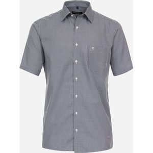 CASA MODA comfort fit overhemd - korte mouw - twill - blauw geruit - Strijkvriendelijk - Boordmaat: 43