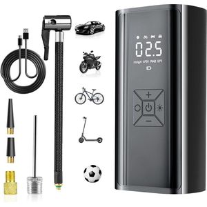 Elektrische luchtpomp | Draagbaar | 6000 mAh accu | 150 psi compressor | Digitaal lcd-display | Ledlicht | Mini-bandenpomp | Auto motorfiets fiets ballen