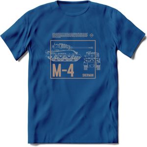 M4 Sherman leger T-Shirt | Unisex Army Tank Kleding | Dames / Heren Tanks ww2 shirt | Blueprint | Grappig bouwpakket Cadeau - Donker Blauw - XXL