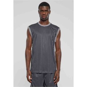 Urban Classics - Striped Mesh Tanktop - M - Zwart/Wit