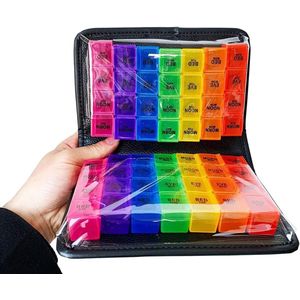 Pillendoos - Gekleurde Uitvoering - 14 Dagen - 4 Vakjes per Dag - Grote Medicijnorganizer