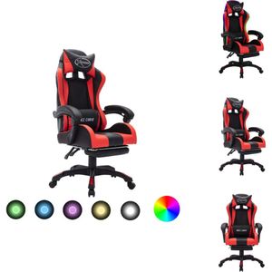 vidaXL Gamestoel - Luxe - Bureau- en Gamingstoelen - 64 x 65 cm - Verstelbaar - LED - Rood/Zwart - Bureaustoel