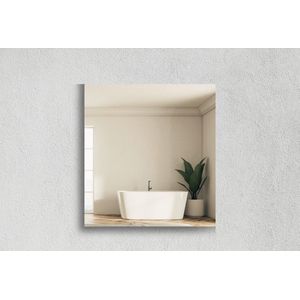 Vierkante Spiegel - Toiletspiegel - Brons - 50 X 50 cm - Dikte: 4 mm - In Nederland Geproduceerd - Incl. Spiegelmontageset - Top Kwaliteit Wandspiegel Zonder Lijst .