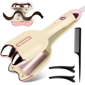 Krultang, krultang, 32mm grote krullen, verstelbare krultang, snelle opwarming, gegolfde stijltang Geschikt voor grote krullen, Geschikt voor beginners, met twee klemmen en kam