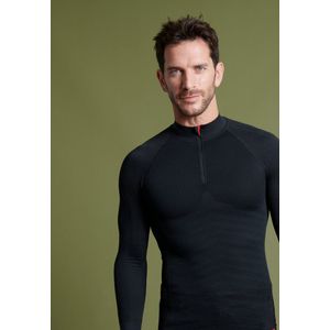 Damart - T-shirt met ritskraag Energy Thermolactyl 5, heren - Heren - Zwart - L/XL