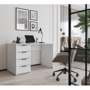 Barold 120 x 60 - bureau - computerbureau - kaptafel met laden - voor werken op afstand - jeugdbureau - wit - Maxi Maja