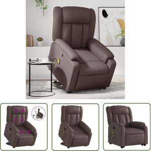 vidaXL Sta Opstoel - Bruine Massagestoel - Sta-op-massagestoel verstelbaar kunstleer bruin - Elektrisch Bedienbare Stoel - Massagerugkussen - Ergonomische Stoel