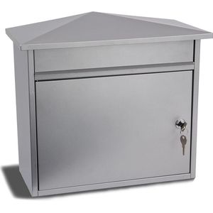 Stalen brievenbus Mersey - Zilverkleurig - Groot formaat - Met slot
