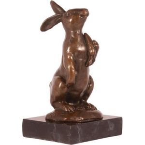 Beeld decoratief - konijn - Brons Sculptuur - 13,5 cm hoog