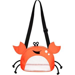 Nettas voor strandspeelgoed - Herbruikbare strandtas voor kinderen - Opbergen van speelgoed schelp 17 x 13 x 9 cm