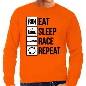 Eat sleep race repeat supporter / race fan sweater oranje voor heren - race fan / race supporter / coureur supporter XXL