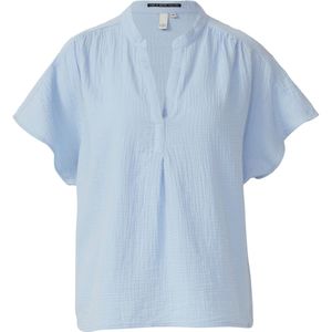 Q/S designed by - Blouse - Blauw - Korte Mouwen - Van Mousseline