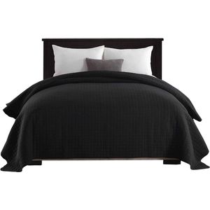 Happyment Bedsprei deluxe - Beddensprei 2 persoons - Zwart - 240x260cm - Black friday - Kerstcadeau