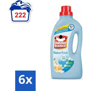 Omino Bianco - Natuurlijk Fris - Wasmiddel - Gekleurde Was - 37 Wasbeurten - Voordeelverpakking - 6 stuks