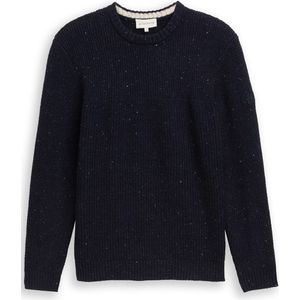 Tom Tailor - STRUCTURED MIX CREWNECK - Heren Trui - Blauw - Regular Fit