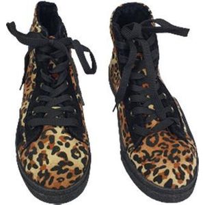 Schoenen half hoog panterprint met voering INGE - Zwart / Bruin - Maat 28