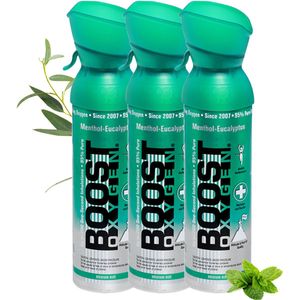 Boost Oxygen 5 liter - Menthol-Eucalyptus - 95% Pure Zuurstof - Tot wel 300 inhalaties - Ademhalingsondersteuning voor sport herstel, hoogte, prestaties en gezondheid - Zuurstoffles - 3x 5L (3 pak, 15L totaal)