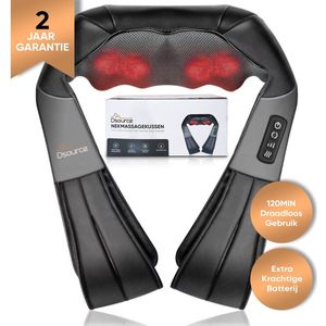 Dsource Nekmassage Apparaat - Draadloos Massagekussen Nek - Rugmassage Apparaten - Massageapparaten Rug - Schouder Massage - Shiatsu Massageapparaat - Kussen - Massager - Masage - 120 Minuten Draadloos Gebruik- Krachtige Batterij