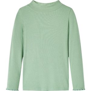 vidaXL - Kindershirt - met - lange - mouwen - lage - col - 116 - donkermintkleurig