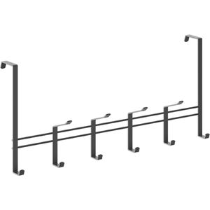 Metaltex - Kapstok voor stompe deur van 4 cm - Zwart - 44,5x20,5 cm - 10 haken