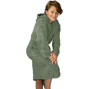 ARTG® Boyzz & Girlzz Kinder Badjas met Capuchon - Legergroen - Army Green - Maat 152/164