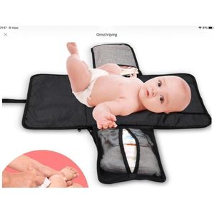 HD Shop - Opvouwbare Aankleedkussen - Verschoningstas - Opvouwbaar verschoningsmatje - Traveltas Baby - Waterdicht - Opvouwbare Luiertas - Compact - Grijs/Zwart - Waterdicht Aankleedkussen - Aankleedkussen voor op Reis