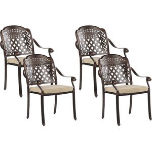 MANFRIA - Tuinstoel set van 4 - Donkerbruin - Aluminium