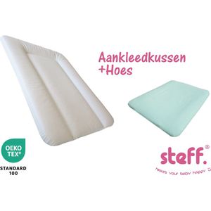 Steff - set - aankleedkussen - wit - 50x70 cm + aankleedkussenhoes mint groen - OEKO-Tex standard 100