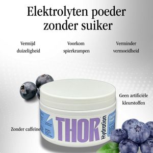 Daily Hydration - Electrolyte powder (70 portions - elektrolyten poeder) - Blueberry, zero sugar - Thor Hydration