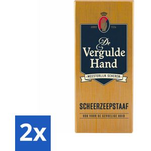 2 x Vergulde Hand Scheerzeepstaaf 75 gr - Scheerzeep - Scheerzeepstaaf - Scheerproduct - Scheerbeurt - Glad Scheerresultaat