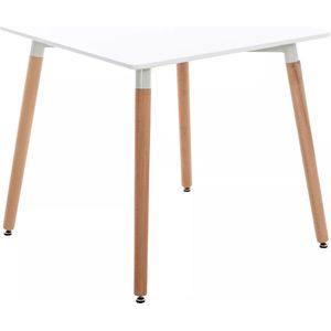 In And OutdoorMatch Bijzettafel Wilbert - laptoptafel hout - Ontbijt - Bed - Vierkant - Wit - 80x80x75cm