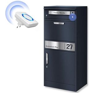 Grote pakketbrievenbus met pakketvak en draadloze bel voor buiten