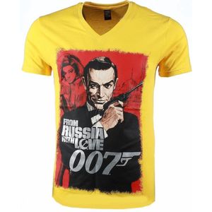 T-shirt - James Bond From Russia 007 Print - Geel