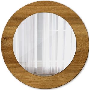 Tulup Spiegel - Spiegel op gehard Glas - Ronde Spiegel - Rustiek eiken - Diameter: 50 cm - Bruine - Woonkamerspiegel - Inloopkastspiegel - Hal - Design Spiegel - Industrieel Spiegel - Top Kwaliteit Spiegel - Eenvoudige installatie
